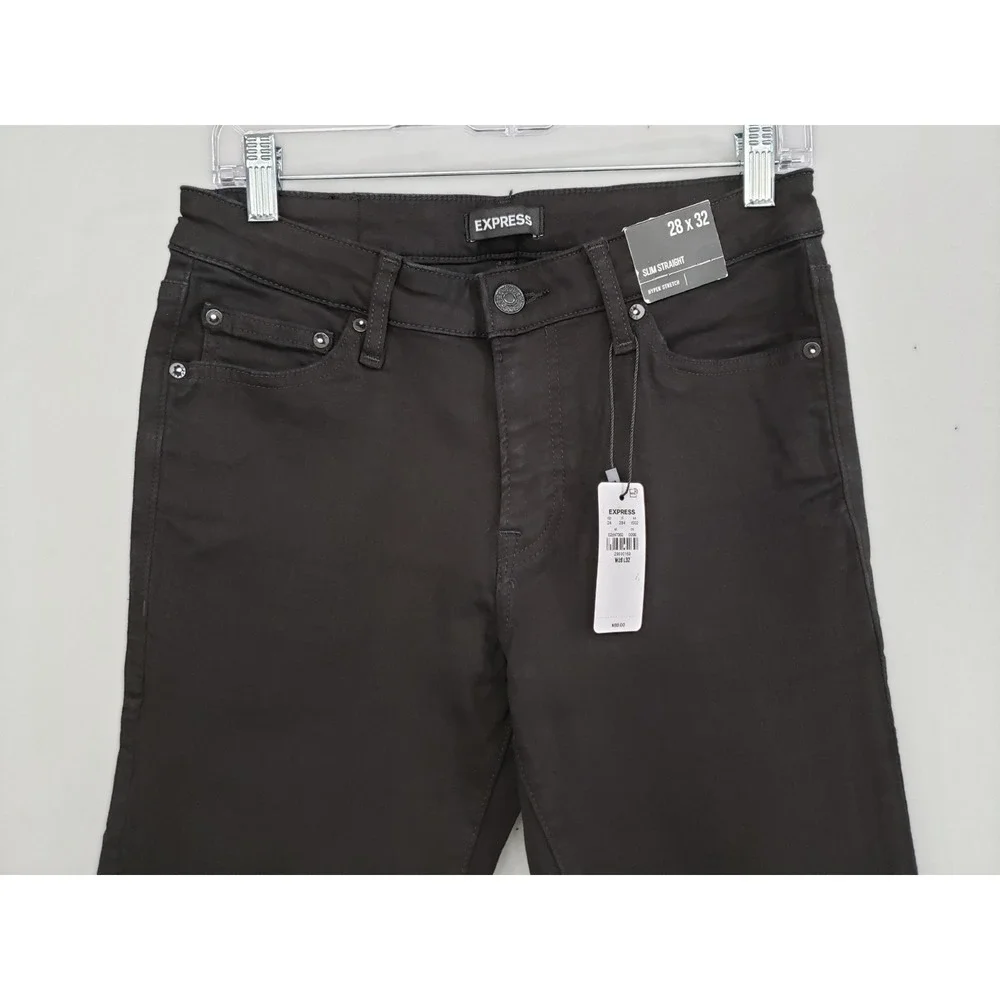 NEW 28X32 EXPRESS BLACK SLIM STRAIGHT HYPER STRETCH‎ BLACK JEANS